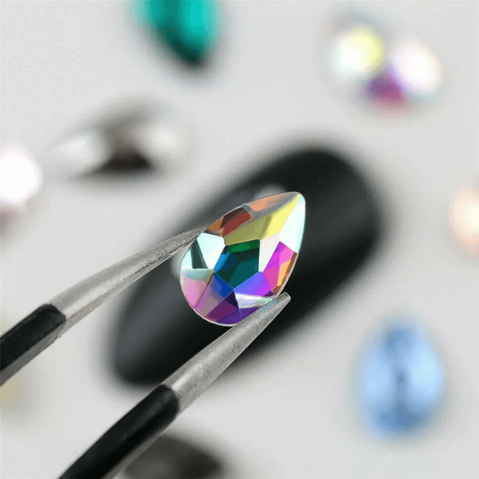 12Style Mix Gems Rhinestones For Nail Art  Crafts With Picking Up Pen  Stainless Steel Tweezer  AB  3