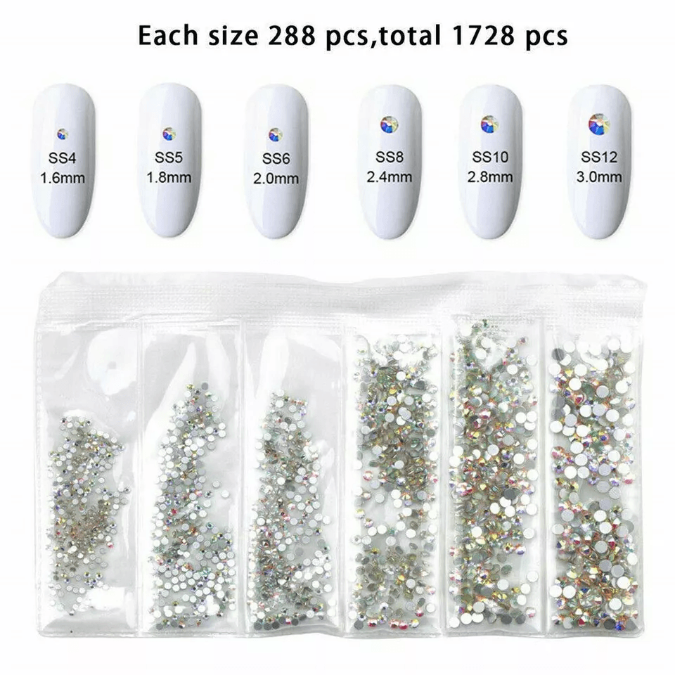 12Style Mix Gems Rhinestones For Nail Art  Crafts With Picking Up Pen  Stainless Steel Tweezer  AB  4