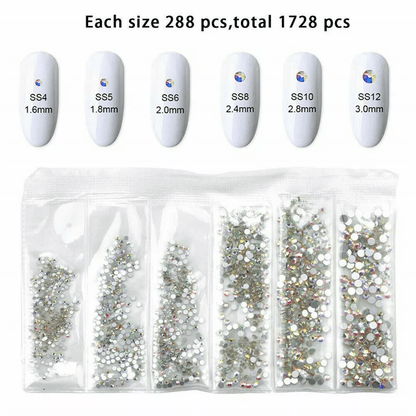 12Style Mix Gems Rhinestones For Nail Art  Crafts With Picking Up Pen  Stainless Steel Tweezer  AB  4