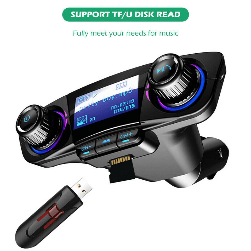 Wireless Bluetooth FM Transmitter For Car MP3 Player HandsFree Radio Adapter Dual USB Charging Kit 1