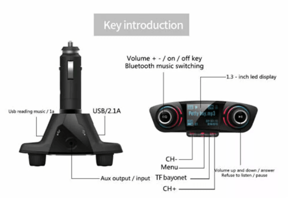 Wireless Bluetooth FM Transmitter For Car MP3 Player HandsFree Radio Adapter Dual USB Charging Kit 4