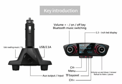 Wireless Bluetooth FM Transmitter For Car MP3 Player HandsFree Radio Adapter Dual USB Charging Kit 4