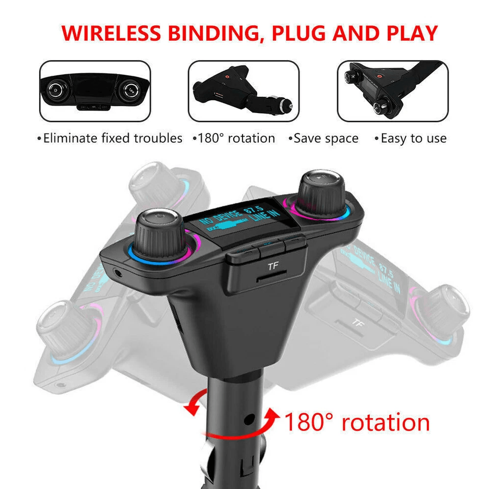 Wireless Bluetooth FM Transmitter For Car MP3 Player HandsFree Radio Adapter Dual USB Charging Kit 2