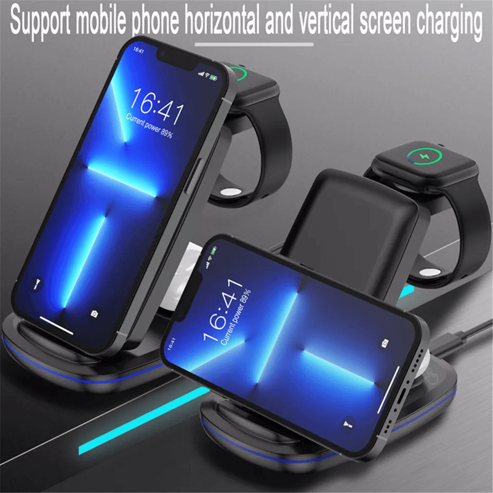 3 In 1 Charging Dock Charger Stand For Apple Watch Series AirPods And IPhone  Fast Wireless Station 4