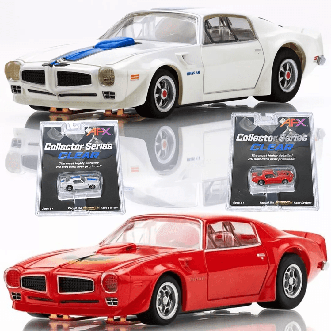 AFX Mega G+ Pontiac Firebird Trans Am White/Blue & Red HO Slot Car
