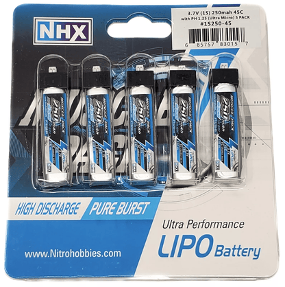 NHX Muscle Pack LiPo Battery, Ultra Micro Connector for RC Drones, Helicopters, and Planes