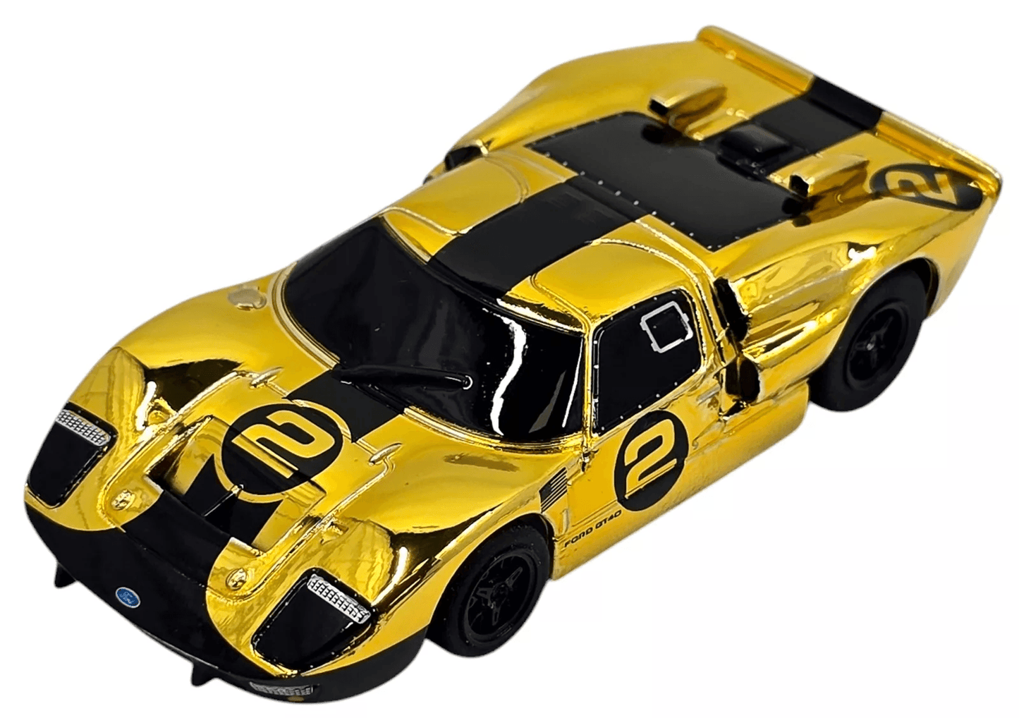 Limited Edition AFX Ford GT40 Mirror Gold Chrome Black, Mega G+ HO Scale Slot Car
