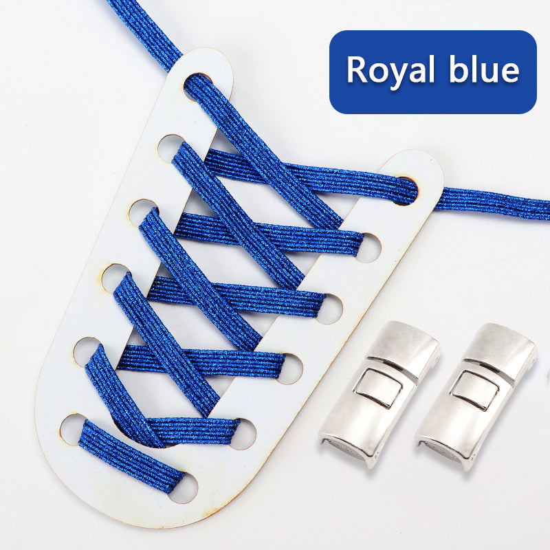 Elastic Laces Sneakers Flats with Cross Buckle, No Tie Shoelaces for Adults Kids, Fashion Glitter Rubber Shoelace Shoe