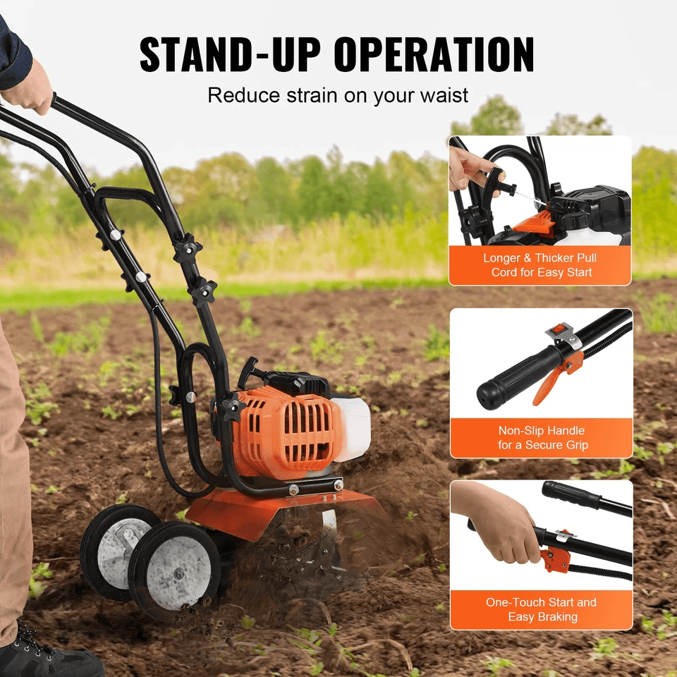 GasPowered Tiller Cultivator 2 Stroke Engine For Lawn  Garden Soil Cultivation 4