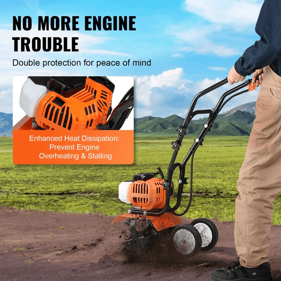 GasPowered Tiller Cultivator 2 Stroke Engine For Lawn  Garden Soil Cultivation 2