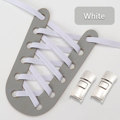 Elastic Laces Sneakers Flats with Cross Buckle, No Tie Shoelaces for Adults Kids, Fashion Glitter Rubber Shoelace Shoe