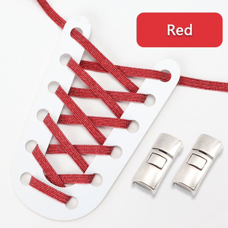 Elastic Laces Sneakers Flats with Cross Buckle, No Tie Shoelaces for Adults Kids, Fashion Glitter Rubber Shoelace Shoe
