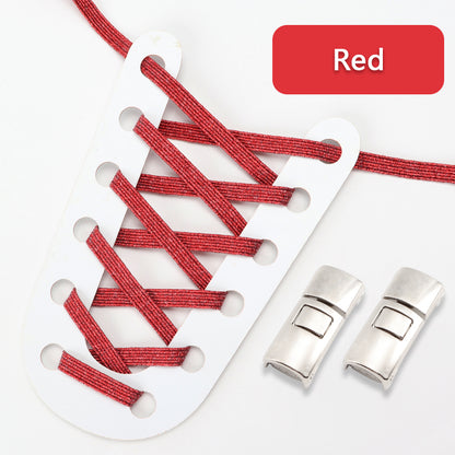 Elastic Laces Sneakers Flats with Cross Buckle, No Tie Shoelaces for Adults Kids, Fashion Glitter Rubber Shoelace Shoe