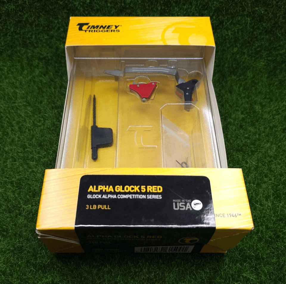 Timney Alpha Competition Series Trigger Gen5 Glock 17 19 23 33 34 45 ALPHAGLOCK5 – 3lb Pull, Red Anodized