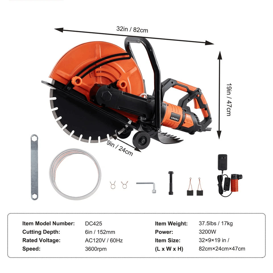 Electric Concrete Saw WetDry Cutter With Water Pump  Blade Heavy Duty Masonry Cutting Tool For Bric 6