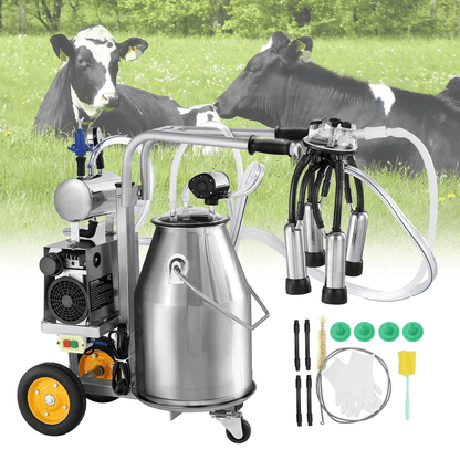 Electric Cow Milking Machine, Stainless Steel Milking Equipment with Pulsation System