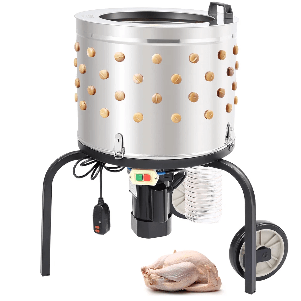 Chicken Plucker Machine, Stainless Steel Feather Remover with Motor & 108 Rubber Fingers for Poultry Processing