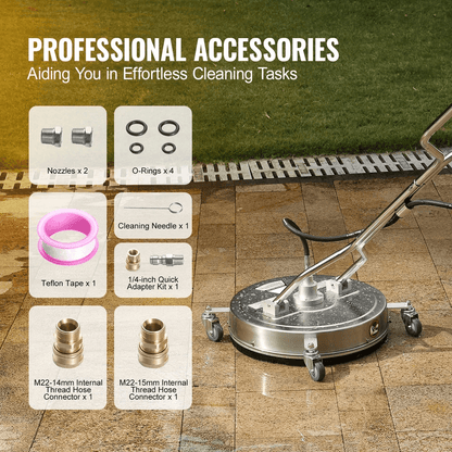 Pressure Washer Surface Cleaner With Wheels  Dual Handles HeavyDuty Power Washer Attachment For Dri 5