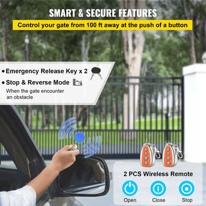 Automatic Sliding Gate Opener  Electric Door Operator Kit With 2 Remotes Motor Speed Chain Driven F 4
