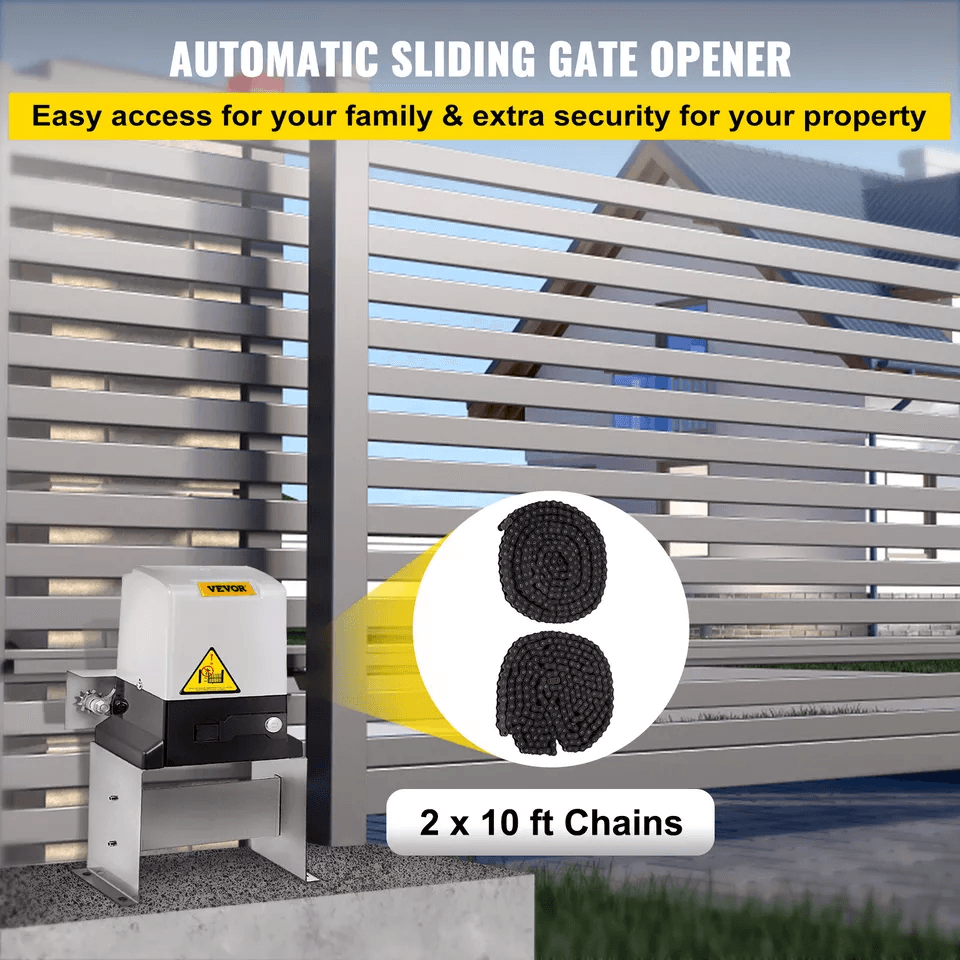 Automatic Sliding Gate Opener  Electric Door Operator Kit With 2 Remotes Motor Speed Chain Driven F 7