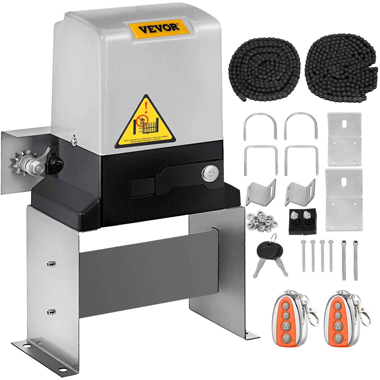 Automatic Sliding Gate Opener – Electric Door Operator Kit with 2 Remotes, Motor, Speed, Chain Driven for Commerical Use
