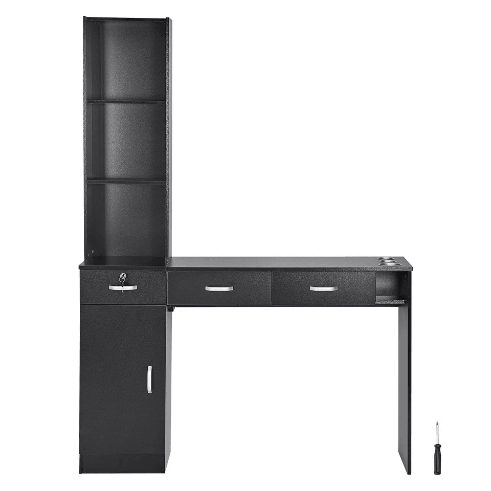 Salon Station Wall Mount Barber Cabinet Hair Stylist Beauty Spa Storage With Drawers 1