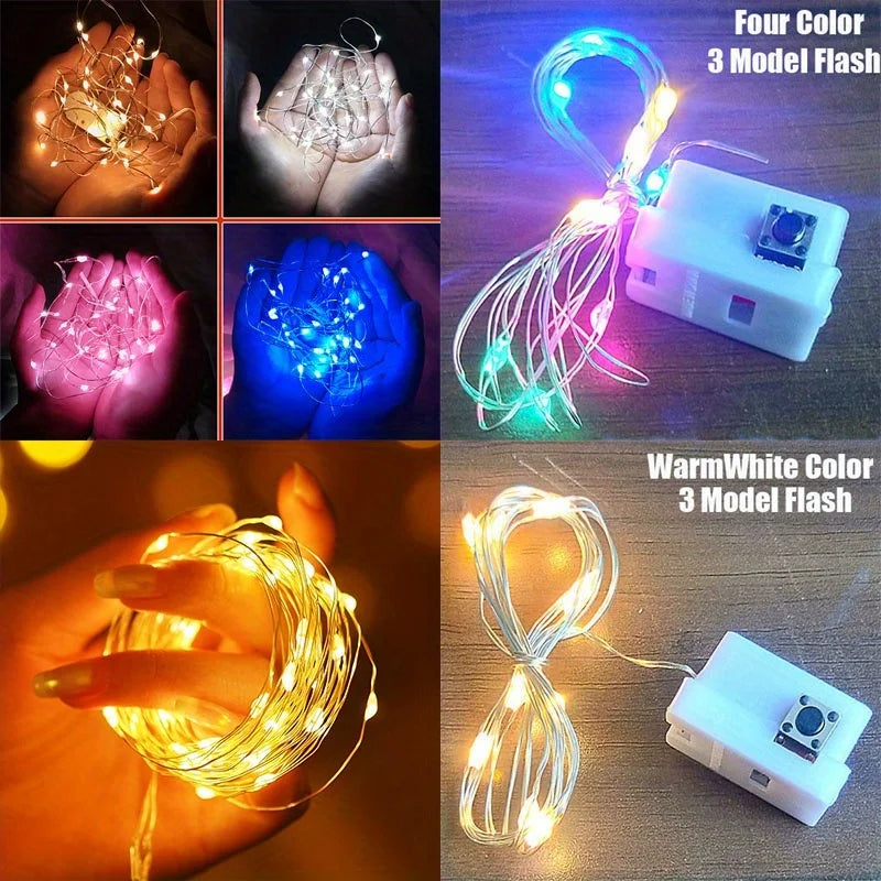 Battery Powered 10 Pack Mini Fairy Lights Waterproof Copper Wire with 3 Speed Modes for Outdoor  H