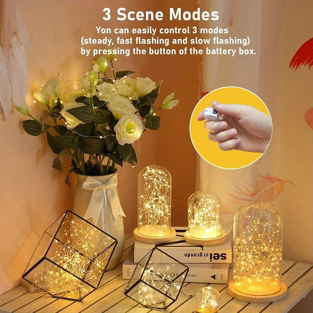 Battery Powered 10 Pack Mini Fairy Lights Waterproof Copper Wire with 3 Speed Modes for Outdoor  H