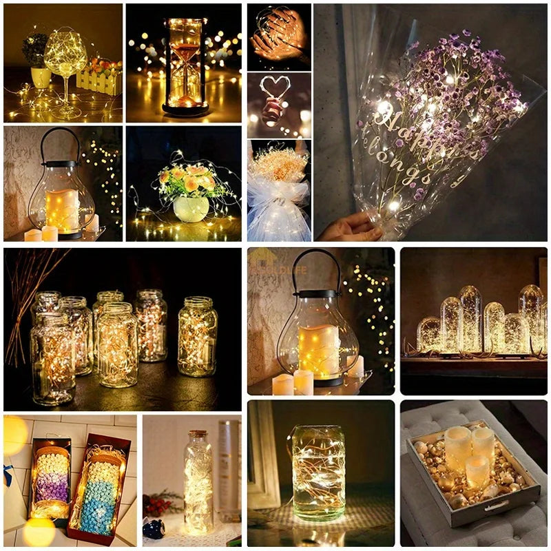 Battery Powered 10 Pack Mini Fairy Lights Waterproof Copper Wire with 3 Speed Modes for Outdoor  H