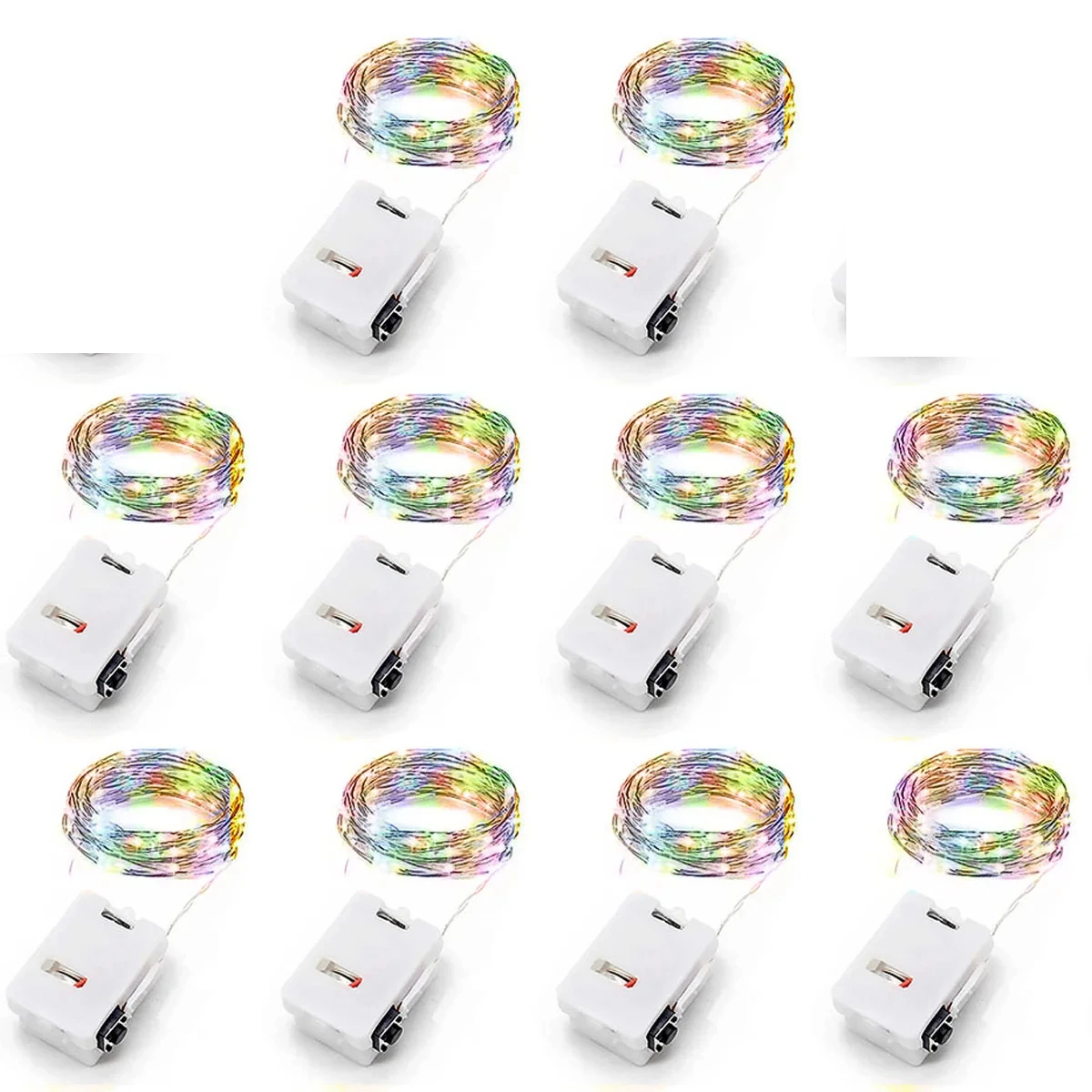 Battery Powered 10 Pack Mini Fairy Lights Waterproof Copper Wire with 3 Speed Modes for Outdoor  H