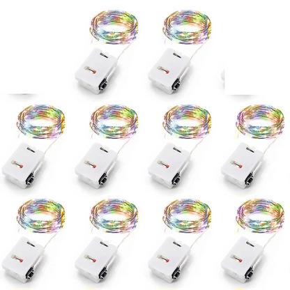 Battery Powered 10 Pack Mini Fairy Lights Waterproof Copper Wire with 3 Speed Modes for Outdoor  H