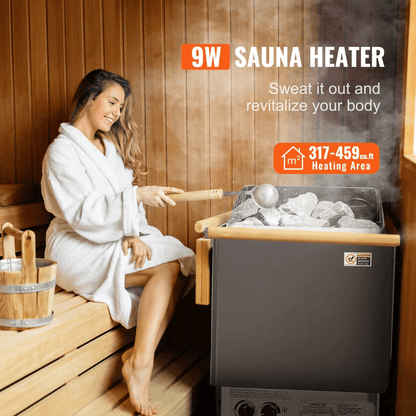 9KW Sauna Heater Stove Wet  Dry Stainless Steel With Internal Controller WallMounted Electric Steam 4