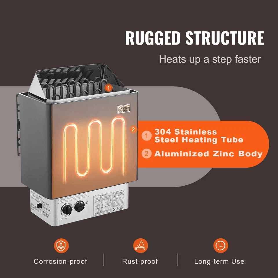 9KW Sauna Heater Stove Wet  Dry Stainless Steel With Internal Controller WallMounted Electric Steam 7