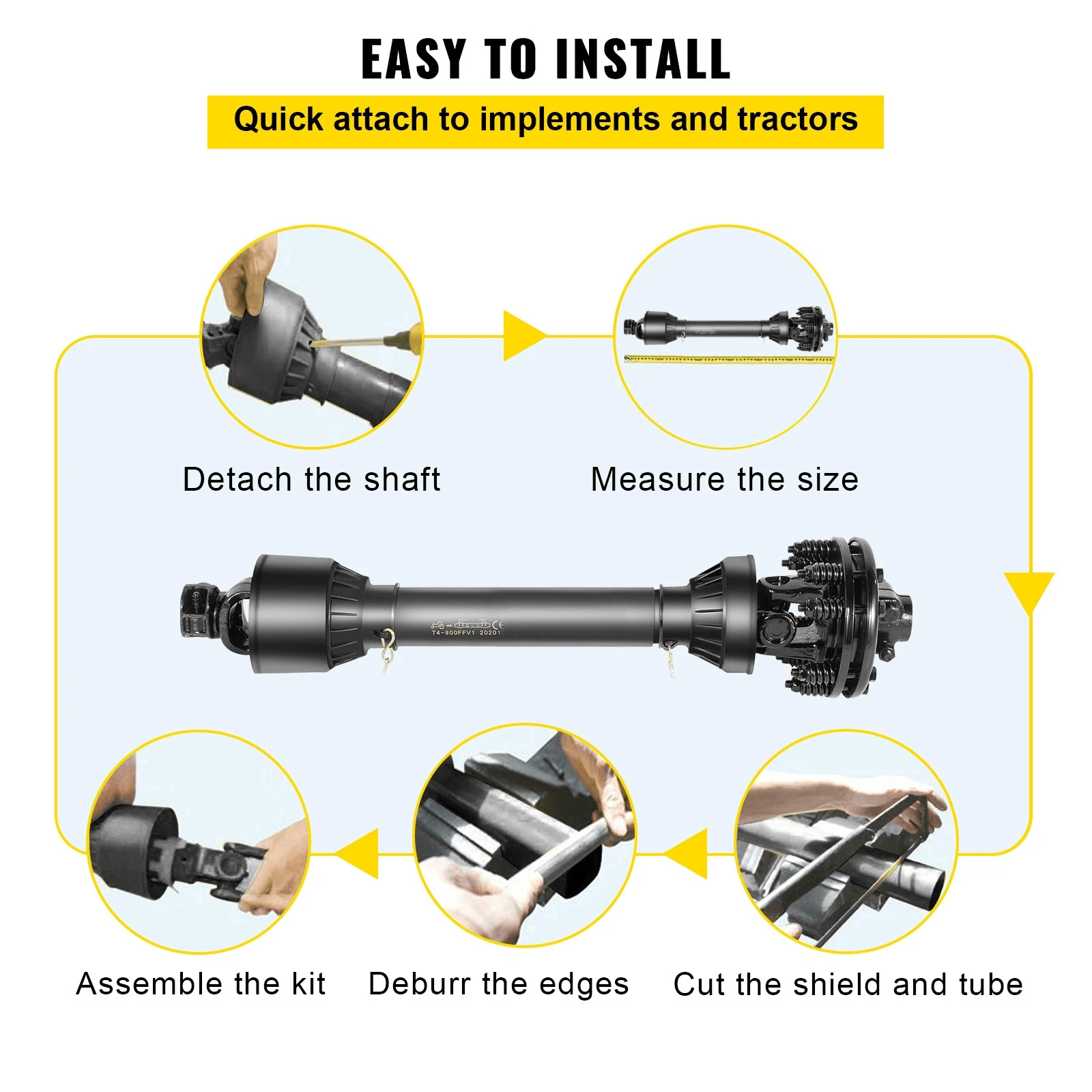 VEVOR PTO Shaft PTO Drive Shaft Spline Ends Slip Clutch Adjustable Tractor Driveline For Rotary Bru 5