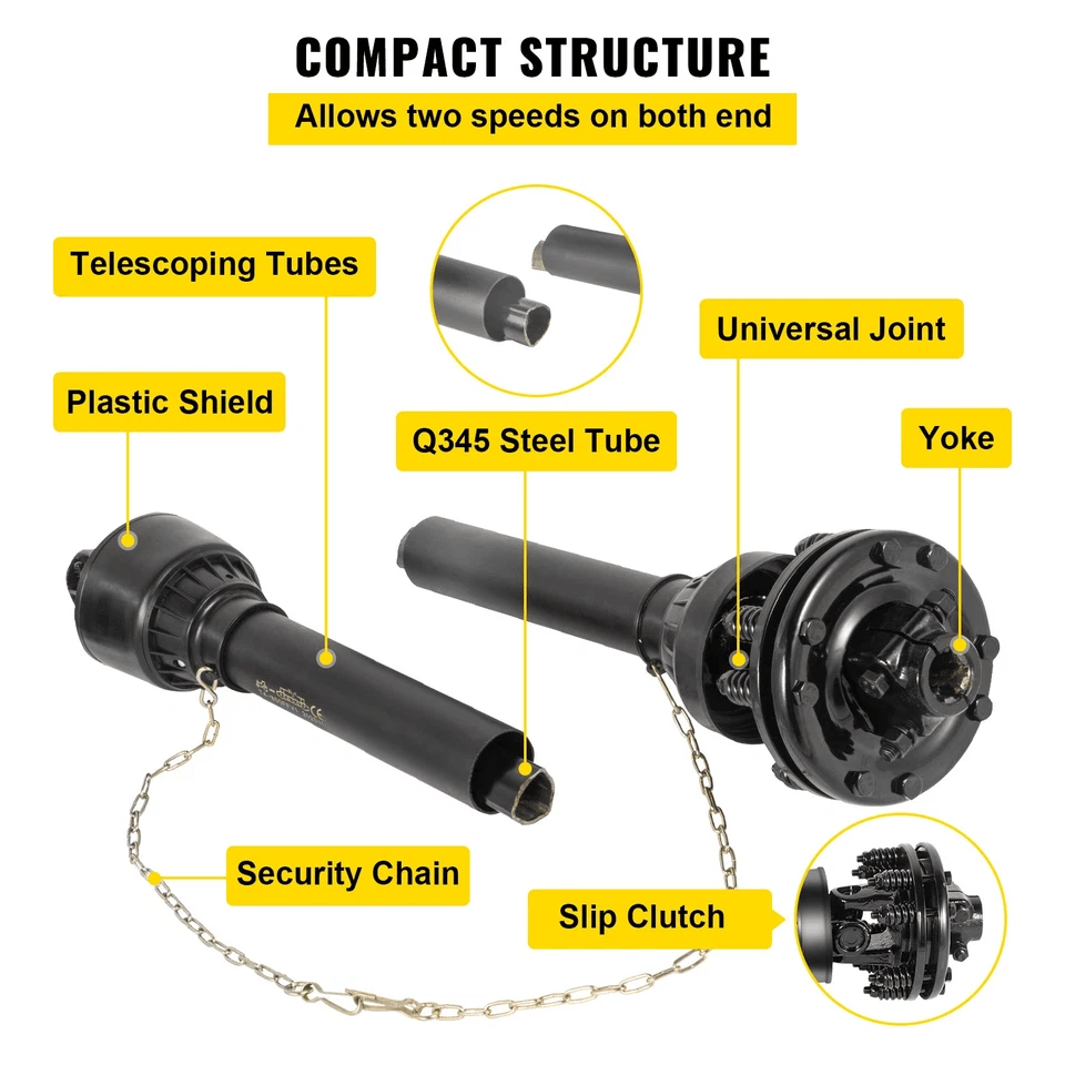 VEVOR PTO Shaft PTO Drive Shaft Spline Ends Slip Clutch Adjustable Tractor Driveline For Rotary Bru 6