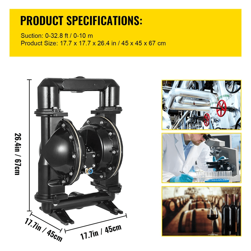 Air Operated Double Diaphragm Pump Inlet  Outlet Petroleum Fluid Transfer Pump 4
