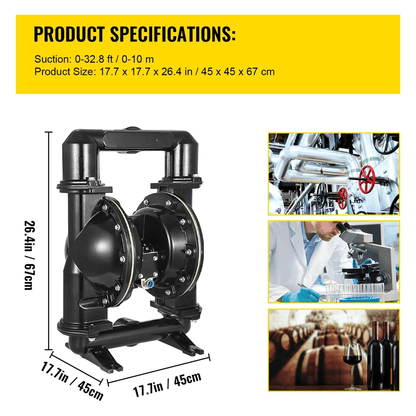 Air Operated Double Diaphragm Pump Inlet  Outlet Petroleum Fluid Transfer Pump 4