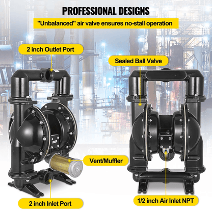 Air Operated Double Diaphragm Pump Inlet  Outlet Petroleum Fluid Transfer Pump 3