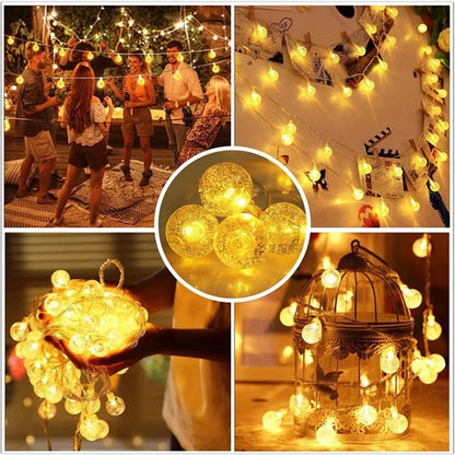 Crystal Ball Garland String Lights Battery Operated LED Fairy Lights for Indoor Holiday Christmas D