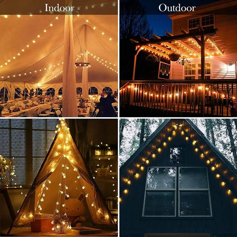 Crystal Ball Garland String Lights Battery Operated LED Fairy Lights for Indoor Holiday Christmas D