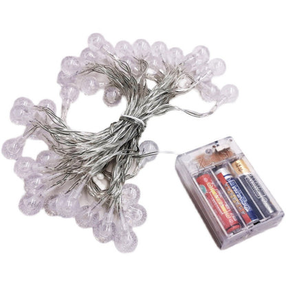 Crystal Ball Garland String Lights Battery Operated LED Fairy Lights for Indoor Holiday Christmas D