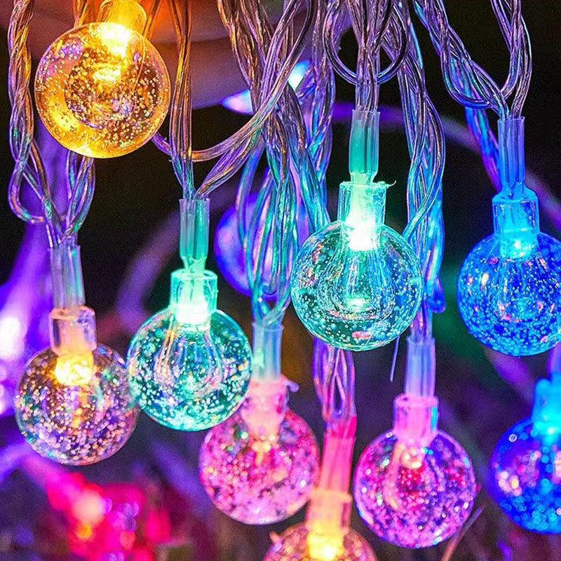 Crystal Ball Garland String Lights Battery Operated LED Fairy Lights for Indoor Holiday Christmas D