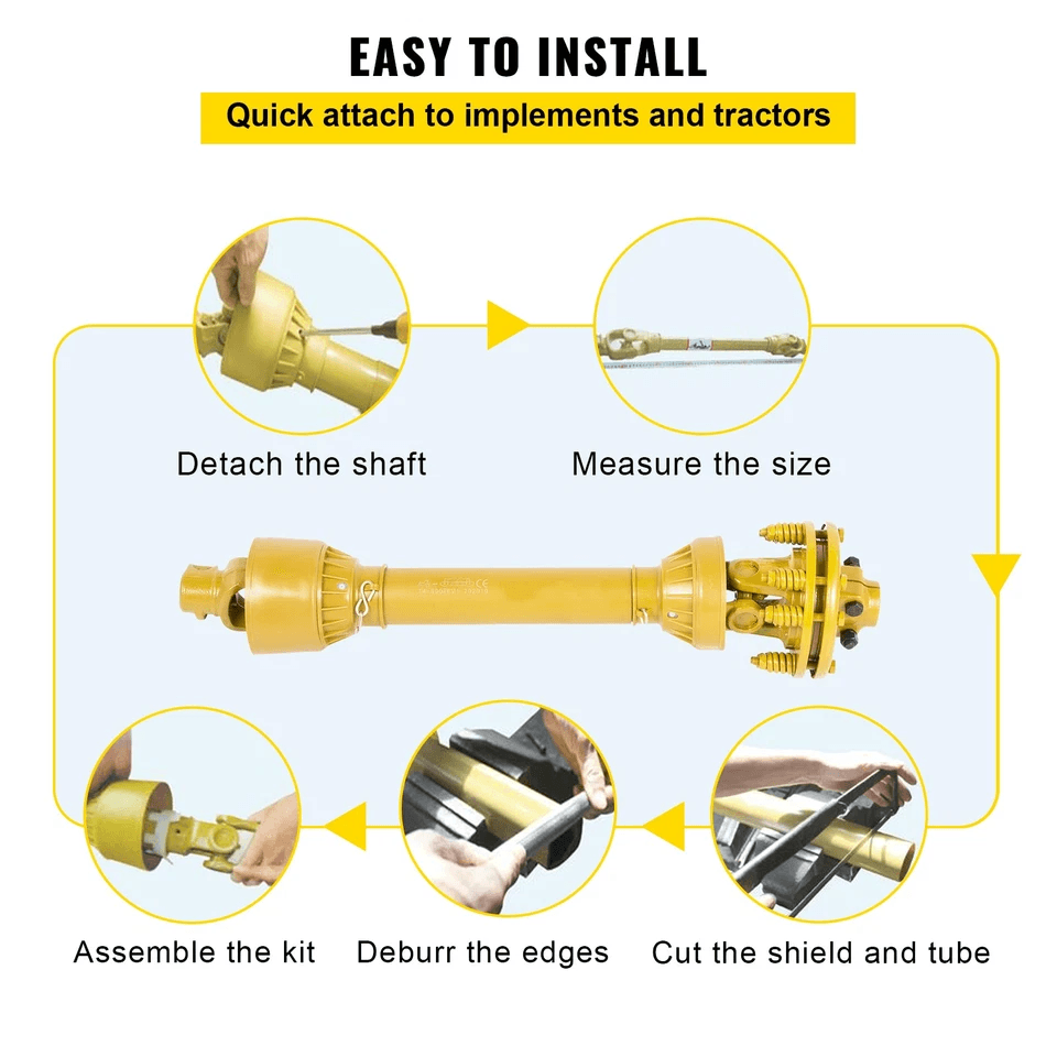 Heavy Duty PTO Shaft Spline With Slip Clutch Yellow T4 Series Adjustable For Tractors  Implements 5