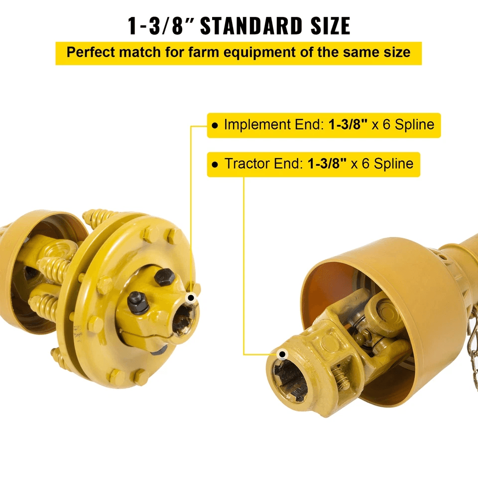 Heavy Duty PTO Shaft Spline With Slip Clutch Yellow T4 Series Adjustable For Tractors  Implements 2