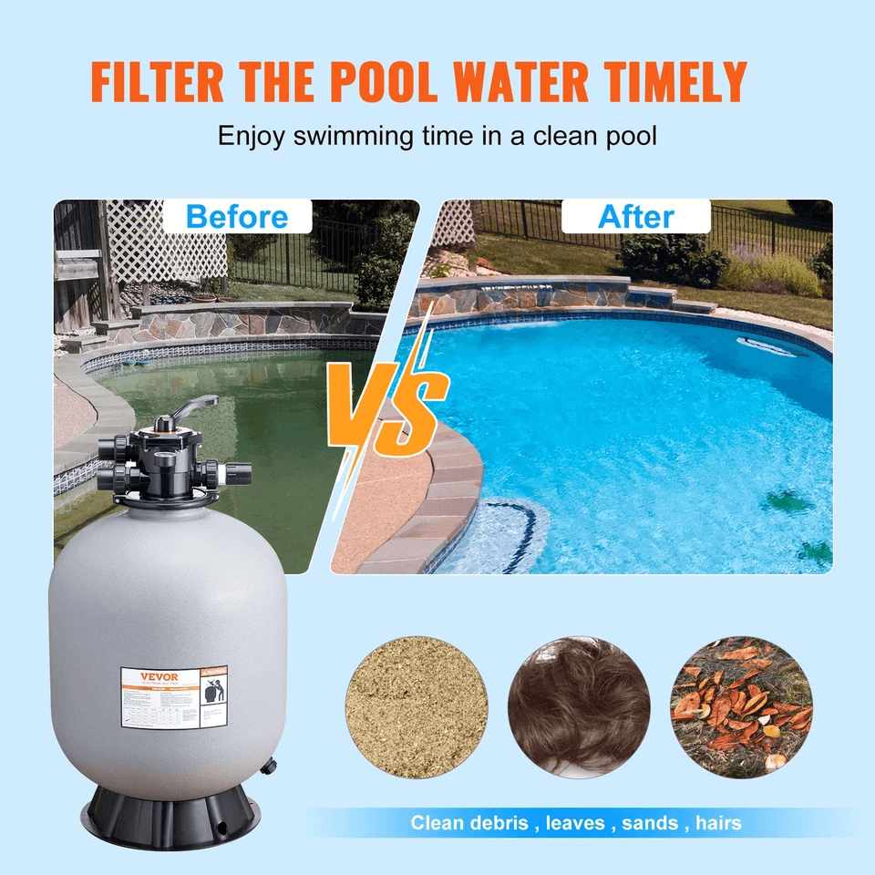 VEVOR 24 Sand Filter For AboveInground Pools  7Way Valve 65 GPM Flow Rate Durable HDPE Construction 3