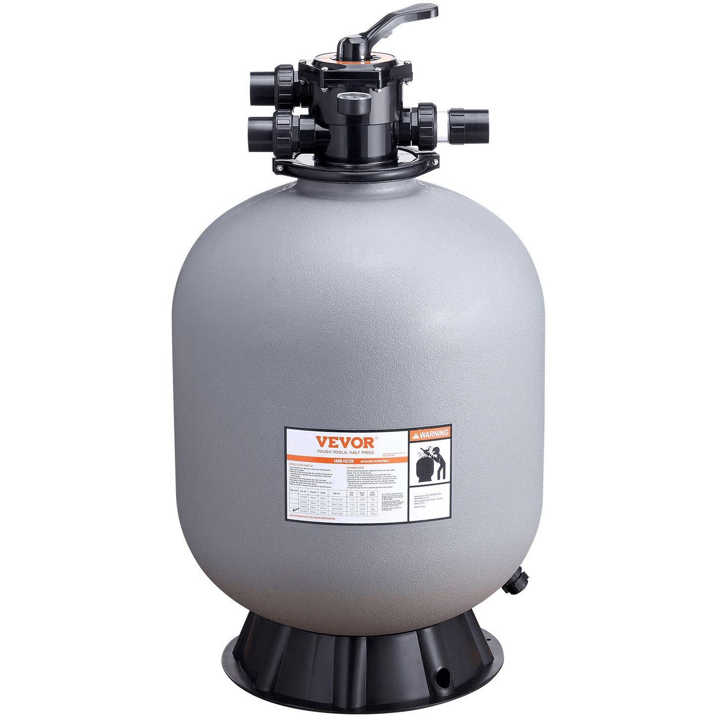 VEVOR 24 Sand Filter For AboveInground Pools  7Way Valve 65 GPM Flow Rate Durable HDPE Construction 8