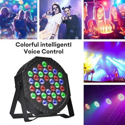 RGB DMX512 Flat Par Stage Light Sound Activated DJ Disco Party Lamp for Wedding Bar Club  Holida