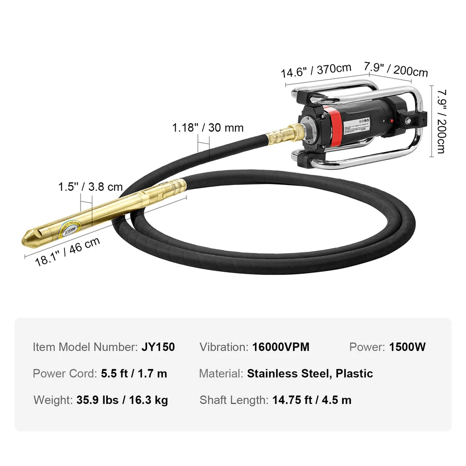 Electric Concrete Vibrator Poker Tool For Air Bubble Removal In Concrete 5