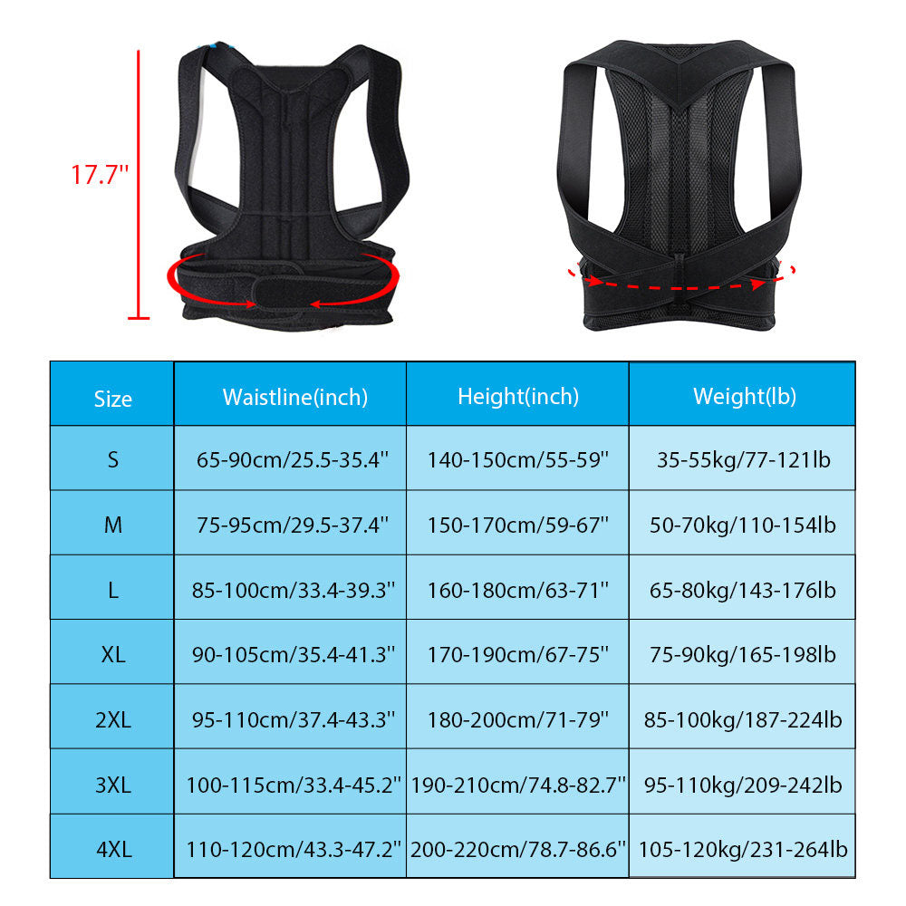 Lumbar Support Back Brace Adjustable Posture Corrector Corset for Scoliosis Relief