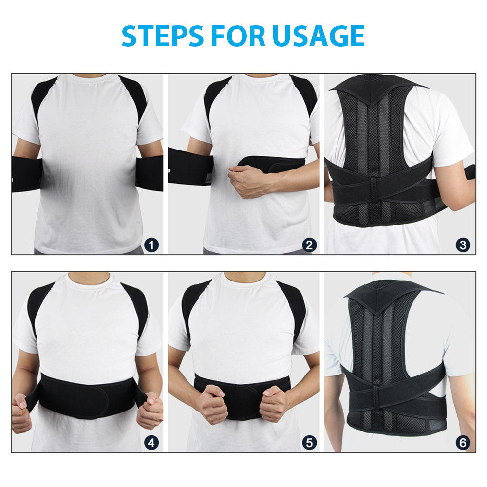 Lumbar Support Back Brace Adjustable Posture Corrector Corset for Scoliosis Relief